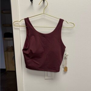 Mono B Burgundy Sleeveless Crop Top